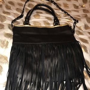 Black fringed bag brand new no tags